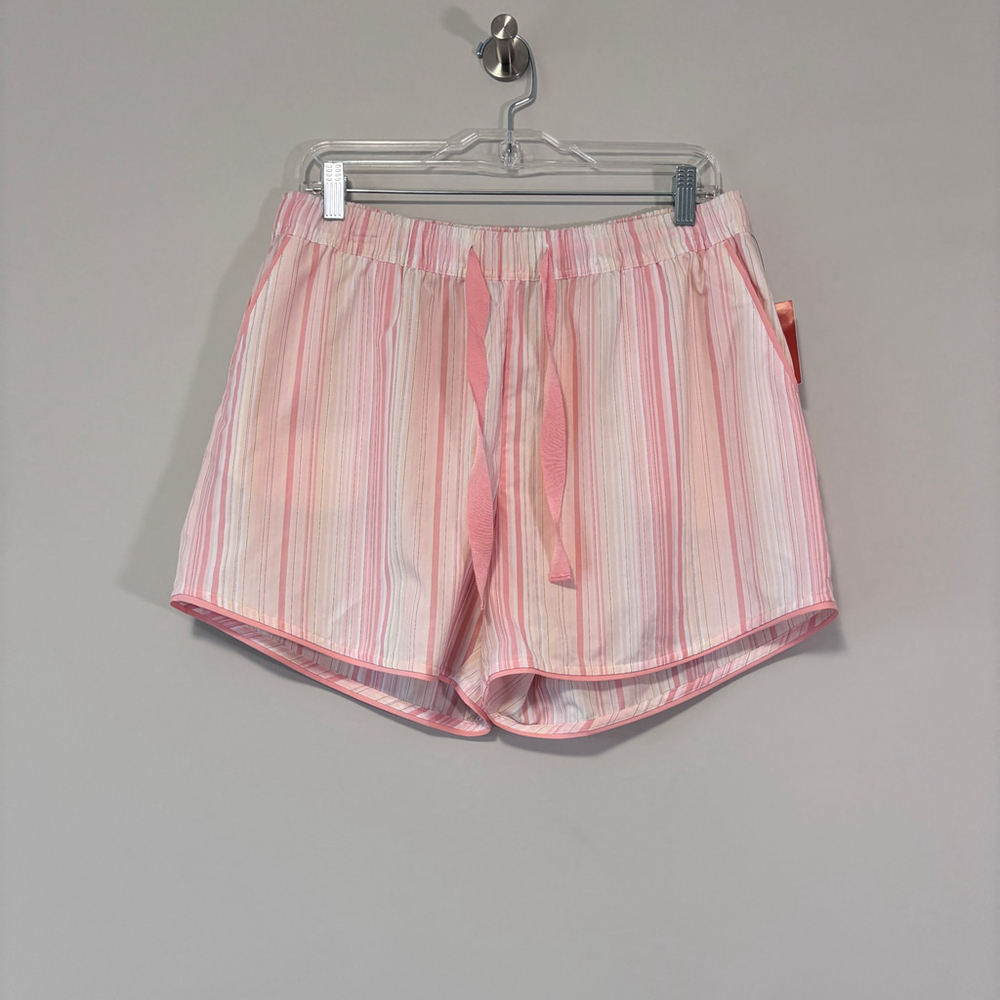 State of Day Women's Pink & White Striped Poplin Boxer Sleep Shorts Pajamas NWT - Picture 4 of 9